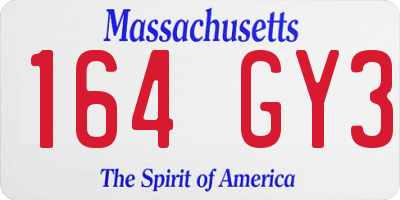 MA license plate 164GY3
