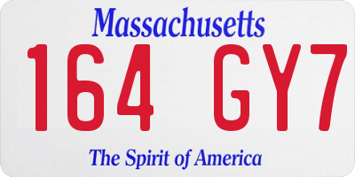 MA license plate 164GY7