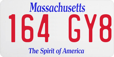 MA license plate 164GY8