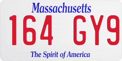 MA license plate 164GY9
