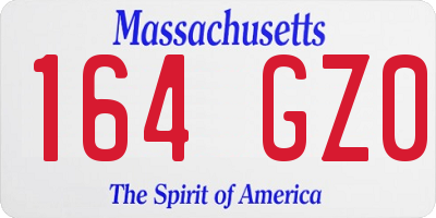 MA license plate 164GZ0