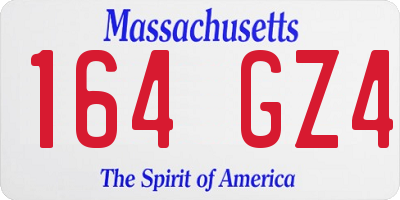 MA license plate 164GZ4