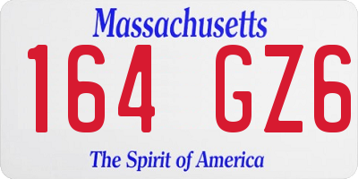 MA license plate 164GZ6