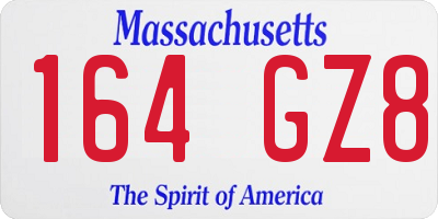 MA license plate 164GZ8