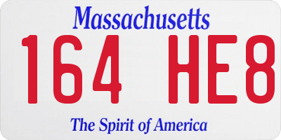 MA license plate 164HE8