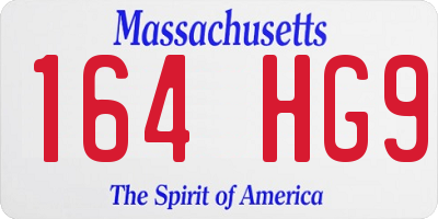 MA license plate 164HG9