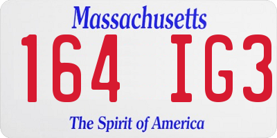 MA license plate 164IG3