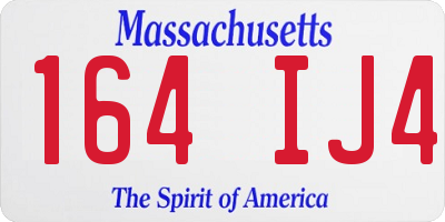 MA license plate 164IJ4