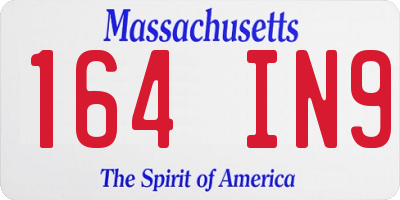 MA license plate 164IN9
