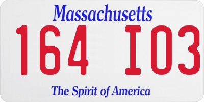 MA license plate 164IO3