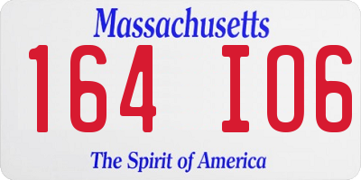 MA license plate 164IO6