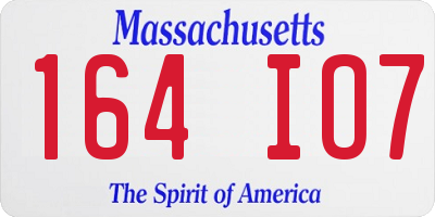 MA license plate 164IO7