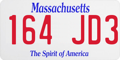 MA license plate 164JD3