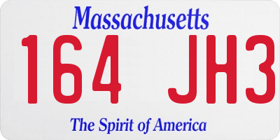 MA license plate 164JH3
