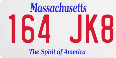 MA license plate 164JK8