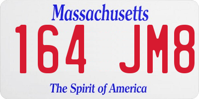 MA license plate 164JM8