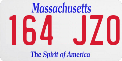 MA license plate 164JZ0