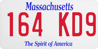 MA license plate 164KD9