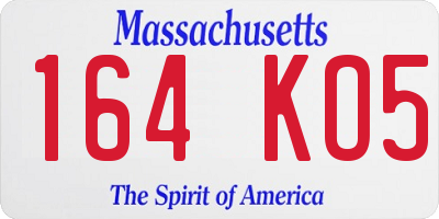 MA license plate 164KO5