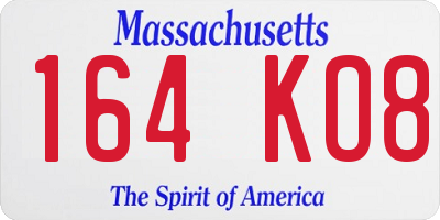 MA license plate 164KO8
