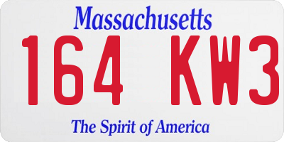 MA license plate 164KW3