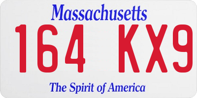 MA license plate 164KX9