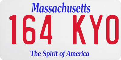 MA license plate 164KY0