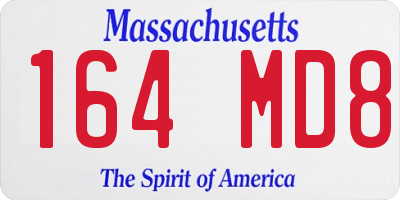 MA license plate 164MD8