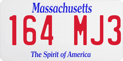 MA license plate 164MJ3