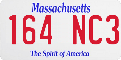 MA license plate 164NC3