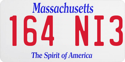MA license plate 164NI3