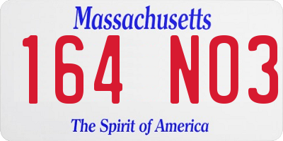 MA license plate 164NO3