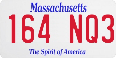 MA license plate 164NQ3