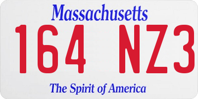MA license plate 164NZ3