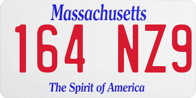 MA license plate 164NZ9