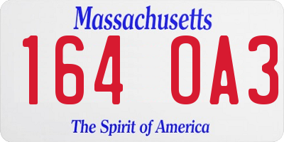 MA license plate 164OA3