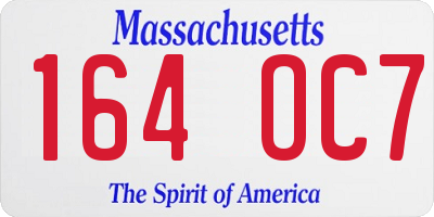 MA license plate 164OC7
