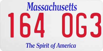 MA license plate 164OG3