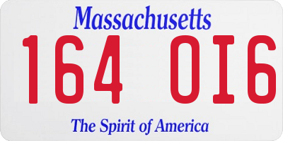 MA license plate 164OI6