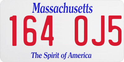 MA license plate 164OJ5