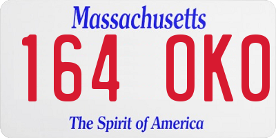 MA license plate 164OK0