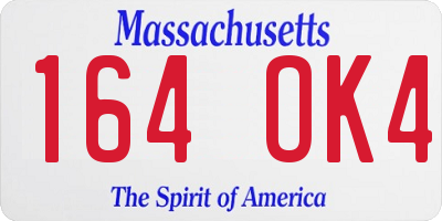 MA license plate 164OK4