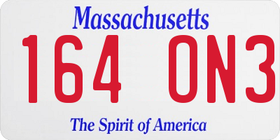 MA license plate 164ON3