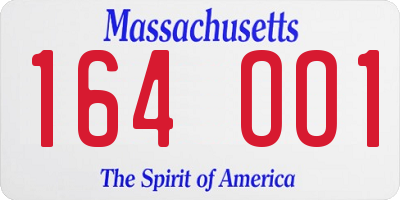 MA license plate 164OO1