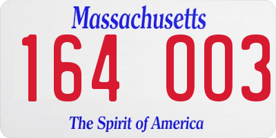 MA license plate 164OO3
