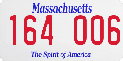 MA license plate 164OO6