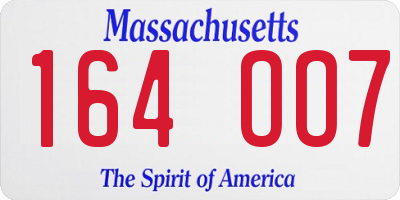 MA license plate 164OO7