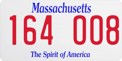 MA license plate 164OO8