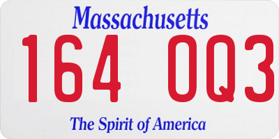 MA license plate 164OQ3