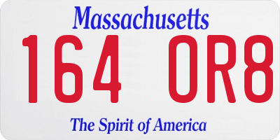 MA license plate 164OR8
